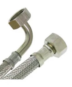 WATTS Flexible Sanitaire Inox Ø Intérieur 13mm - Coude Femelle 3/4" (20/27) - Femelle écrou Libre 3/4" (20/27) - Longueur 1,00 Mètre